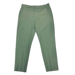 VINCE Linen Blend High Rise Pants Sz 6 Sage Green Flat Front Career Casual Chino